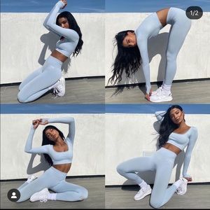 Oh Polly/Bo+Tee baby blue gym leggings